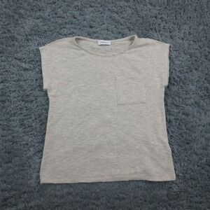 Gilli Shirt Womens Small Beige Knit Short Sleeve Pocket Casual Top